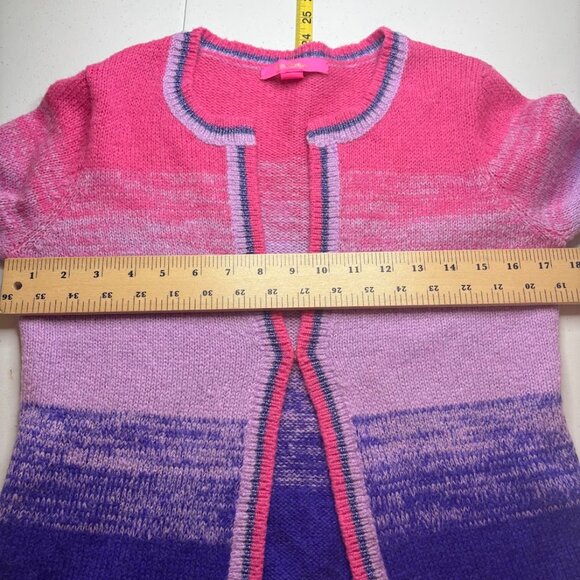 Lilly Pulitzer Tessalyn Wool Purple Pink Metallic Sweater Cardigan Sz M Preppy - Picture 11 of 13